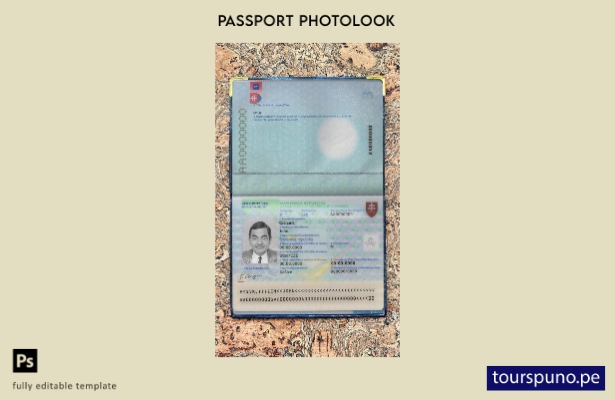 Plantilla de apariencia fotográfica de pase de Eslovaquia lista para imprimir